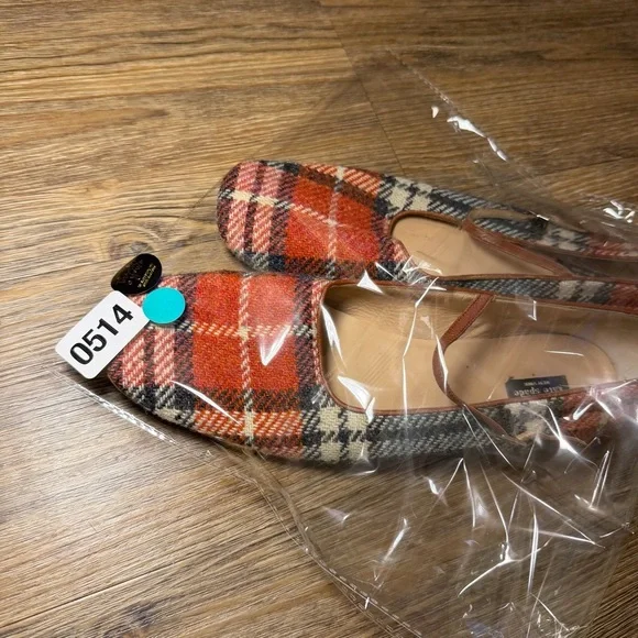 Kate Spade Plaid Mary Jane Flats Leather Trim 9.5 - Picture 12 of 12